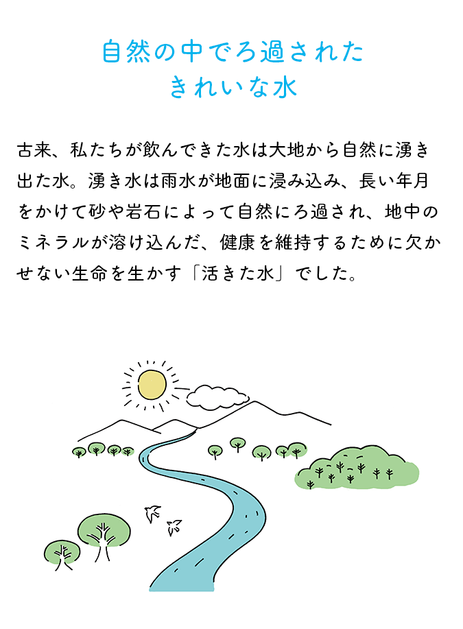 自然の中でろ過されたきれいな水