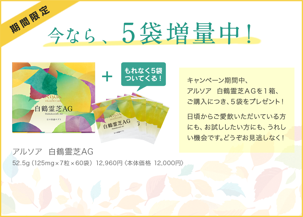 期間限定　今なら、5袋増量中！